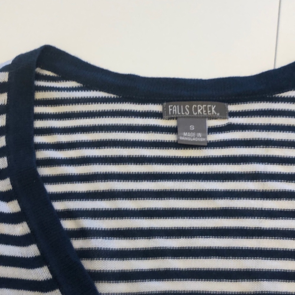 Navy and White striped Spring cardigan size small - Picture 3 of 5
